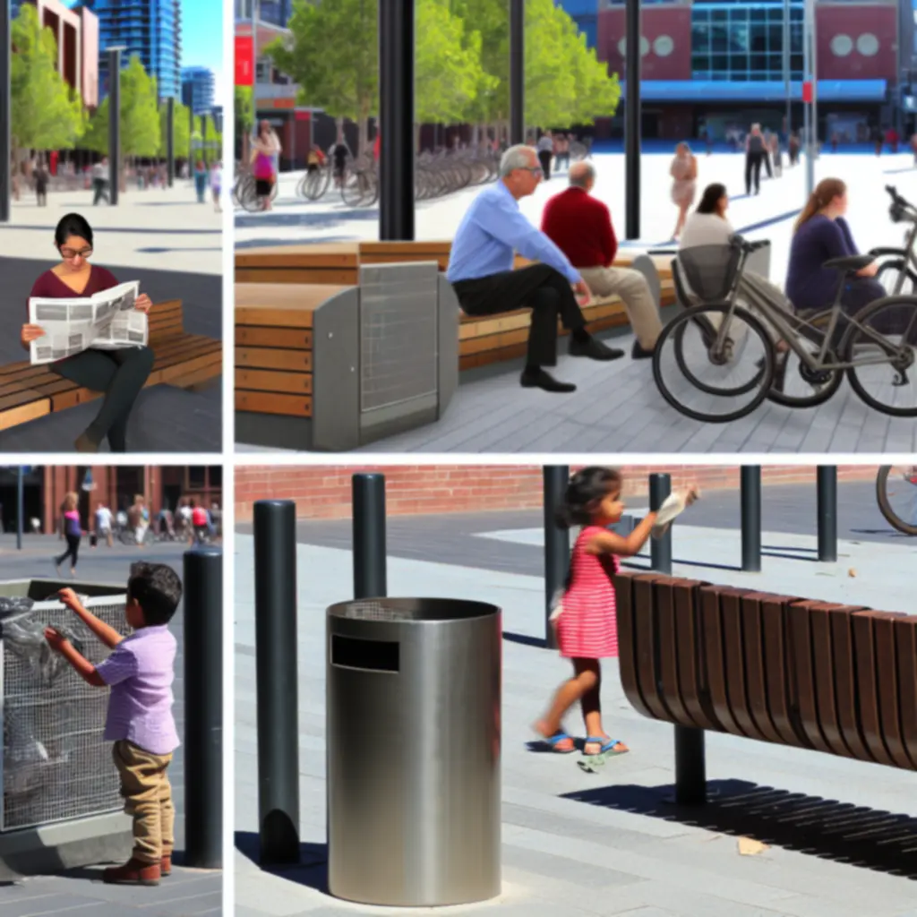 Zrewitalizowany plac miejski wyposażony w meble Urbanfurniturepl