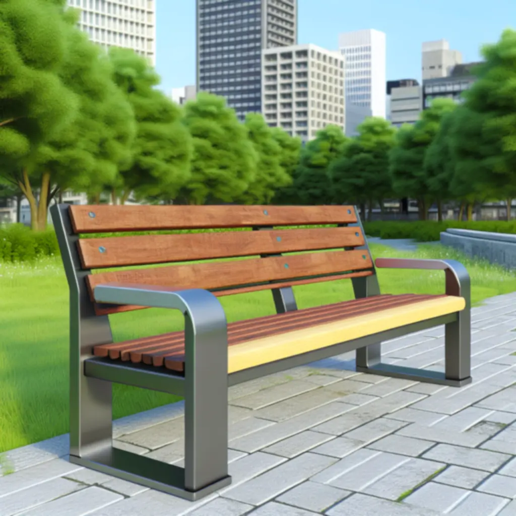 Nowoczesna ława parkowa Urbanfurniturepl w przestrzeni miejskiej