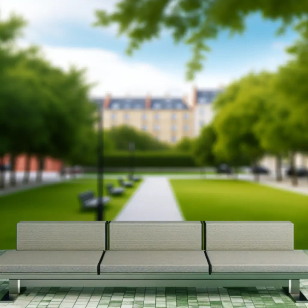 Nowoczesna ławka w parku miejskim